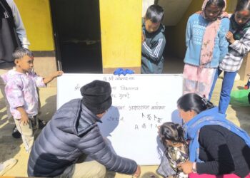 गुल्मी रातामाटाको त्रिभुवन माविमा सरस्वती पूजा तथा अक्षरारम्भ कार्यक्रम सम्पन्न